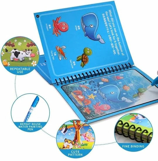 Reusable magic water painting book