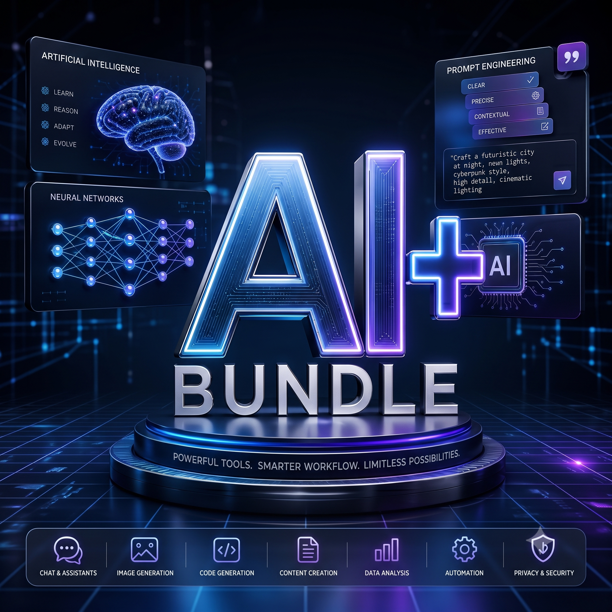 Ultimate AI Platinum Bundle – 100K+ ChatGPT Prompts, No-Code Tools & Digital Business Blueprint