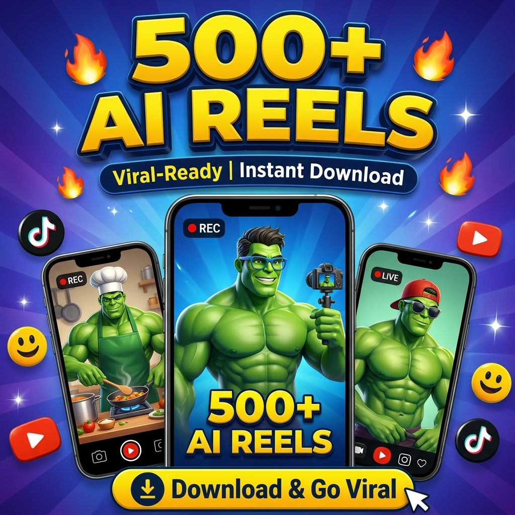 500+ AI Hulk Reels Bundle – HD Action Animations,