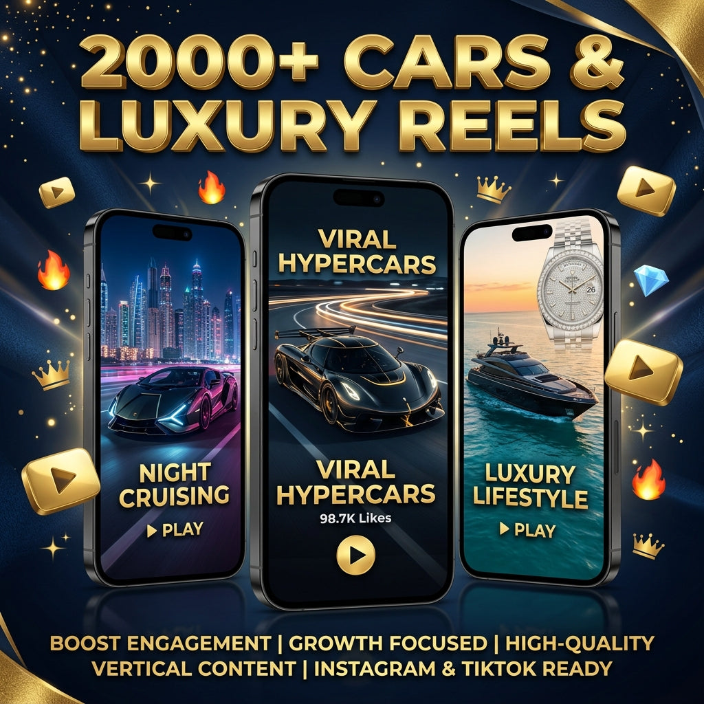 2K+ Cars & Luxury Lifestyle Reels Bundle – HD Billionaire Aesthetic & Supercar Video Pack