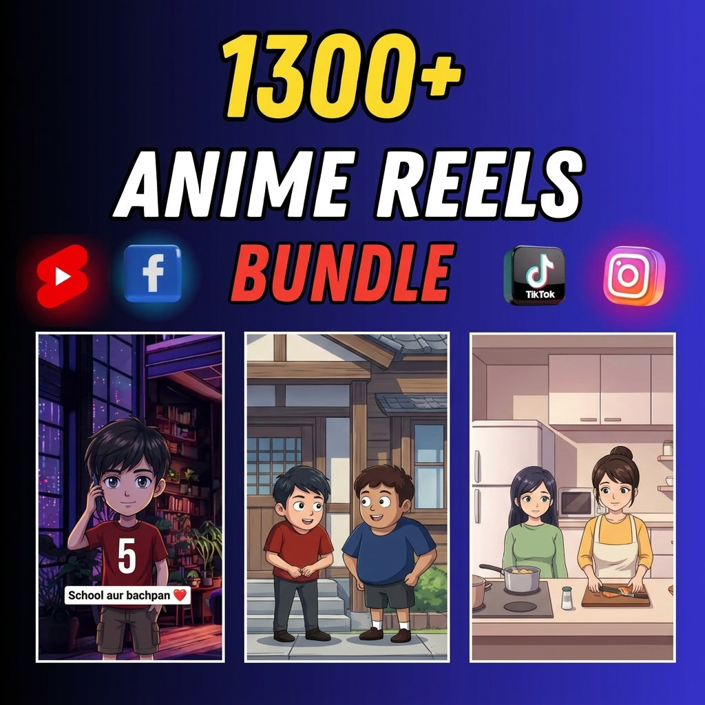 1300+ Anime Reels Bundle – HD Edits, Aesthetic Shorts & Trending Pop-Culture Video Pack